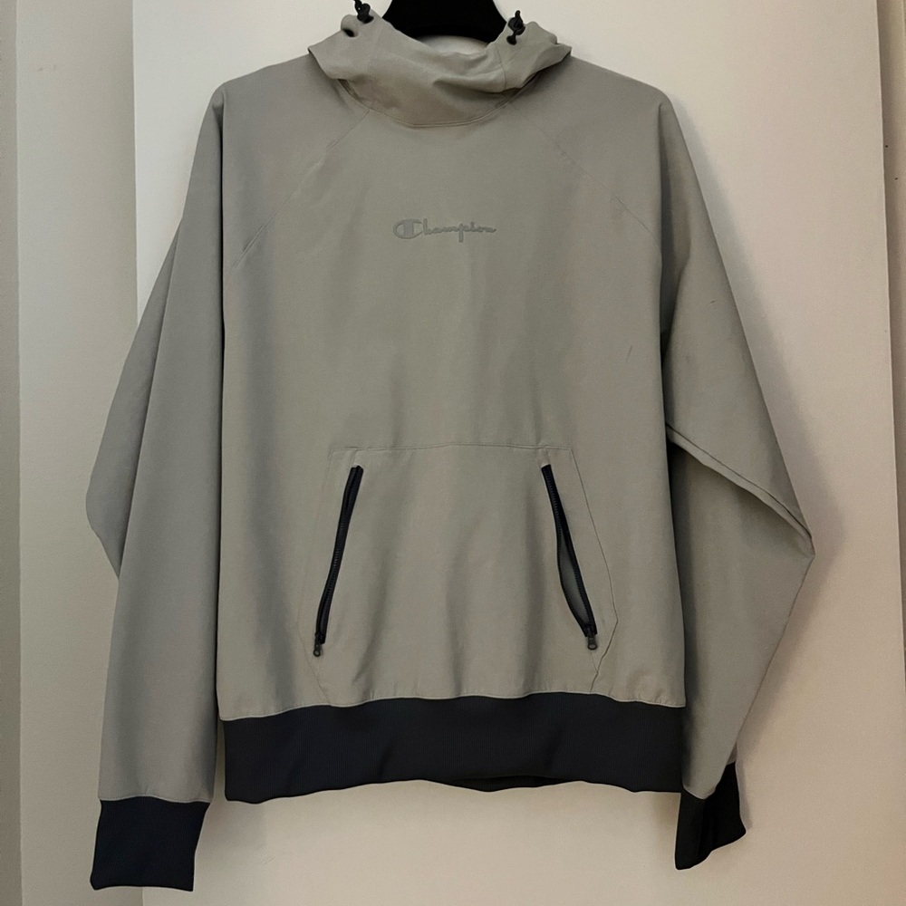 Champion Light Gray Hoodie with Black Details